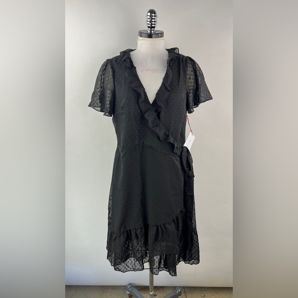 💚 3195. Swiss Dot Ruffled Wrap Midi Dress
